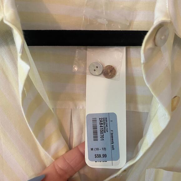 NWT Soft Surroundings Women's size Medium Yellow Striped Button Down Shirt - Picture 3 of 12